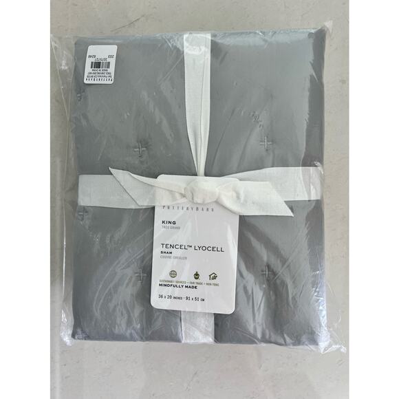 Pottery Barn Gray Tencel King Pillow Sham NWT - Picture 2 of 6